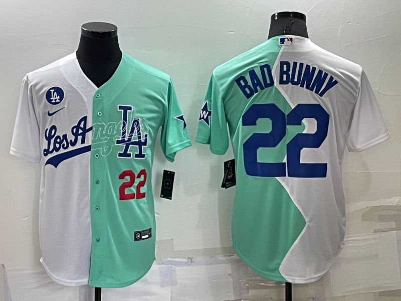 Men Los Angeles Dodgers #22 Bad bunny green white Nike 2022 MLB Jersey2